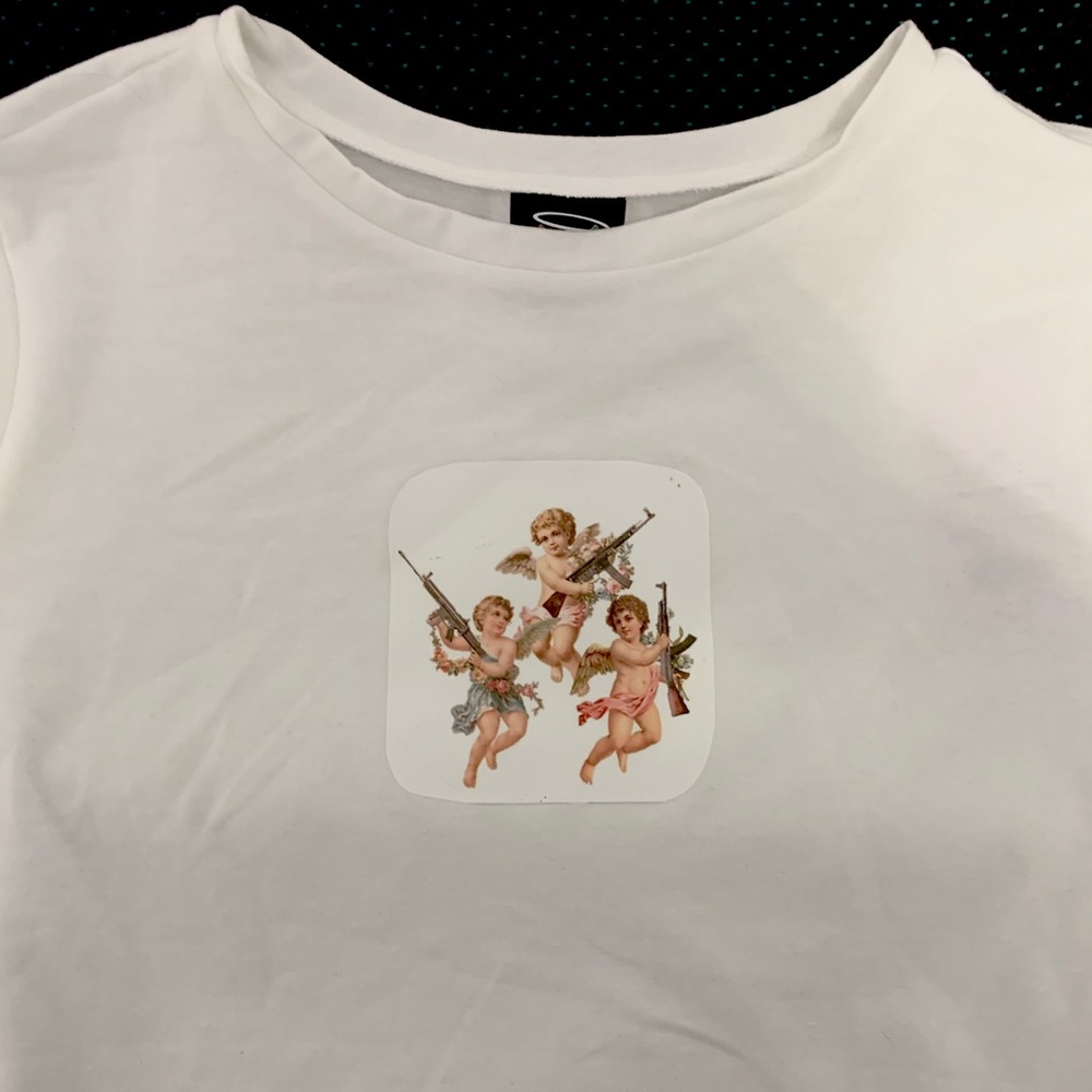 One of a kind crop top with DD’s graphic angel